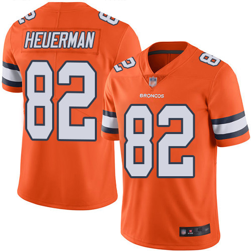 Men Denver Broncos 82 Jeff Heuerman Limited Orange Rush Vapor Untouchable Football NFL Jersey